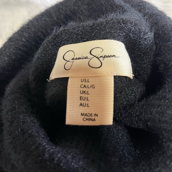 Jessica Simpson Fuzzy Fur Turtleneck Tank Top Black Girls Sz. L - Picture 6 of 8